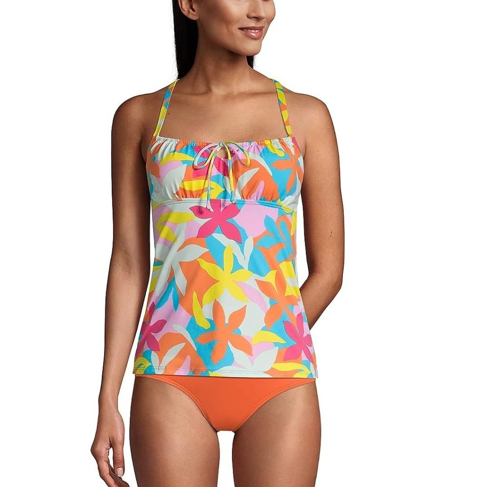NWT Lands' End Women's Tie Front Underwire Tankini Swim Top Size 4 $75 8C69
